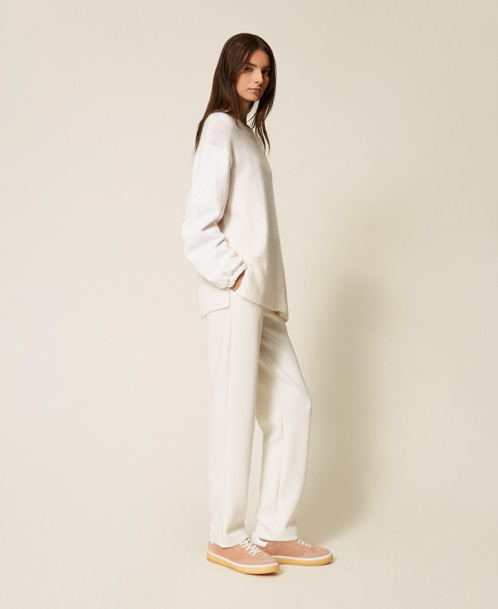 Pantalones pitillo de tejido scuba Hueso Mujer 252LL2GEE_00526_02