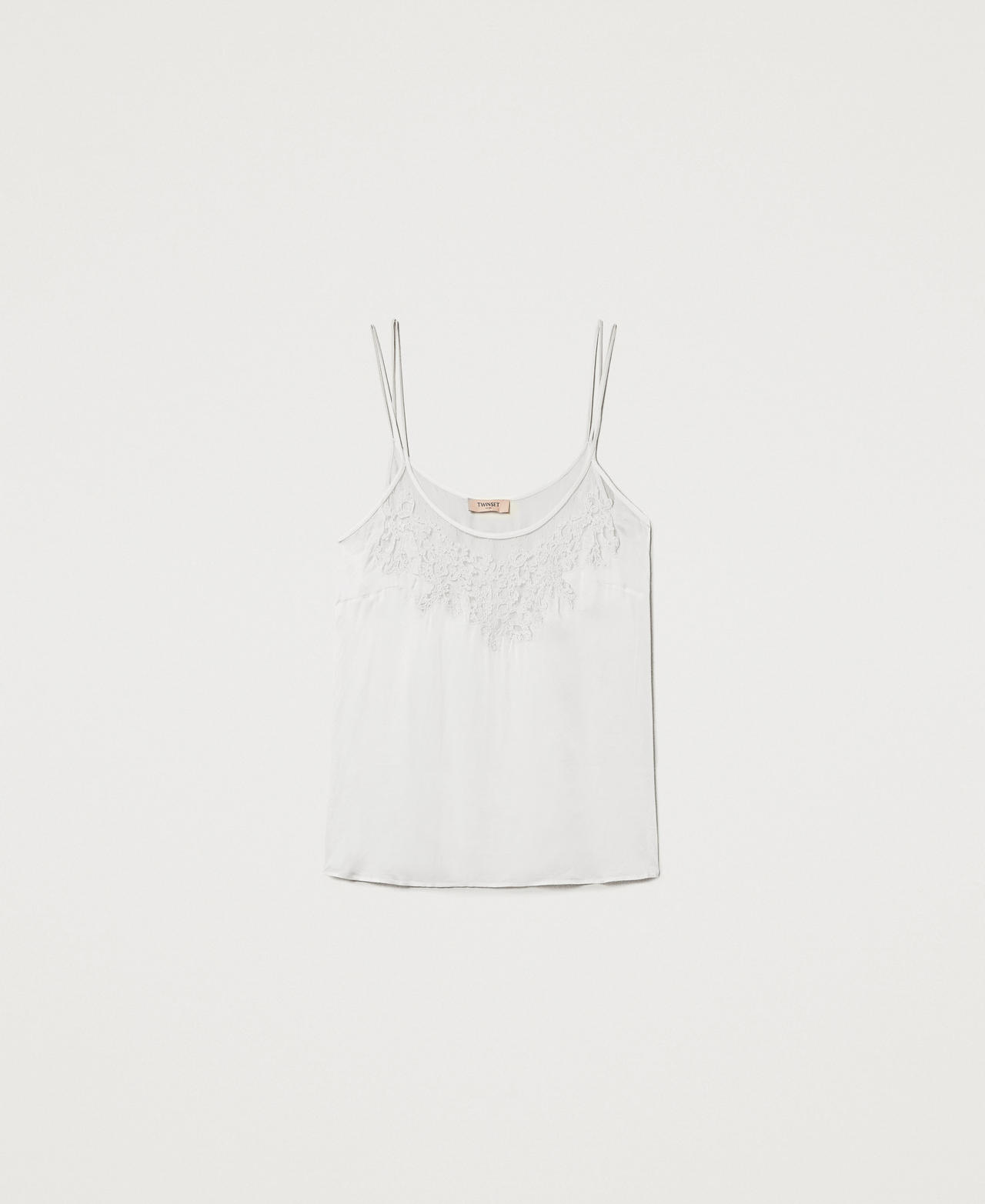 Satin top with embroidery White Snow Woman 251TP2371_00282_0S