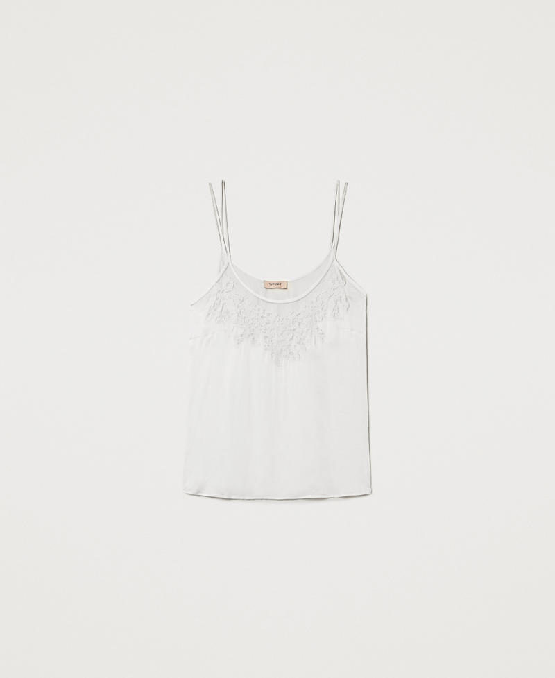 Satin top with embroidery White Snow Woman 251TP2371_00282_0S