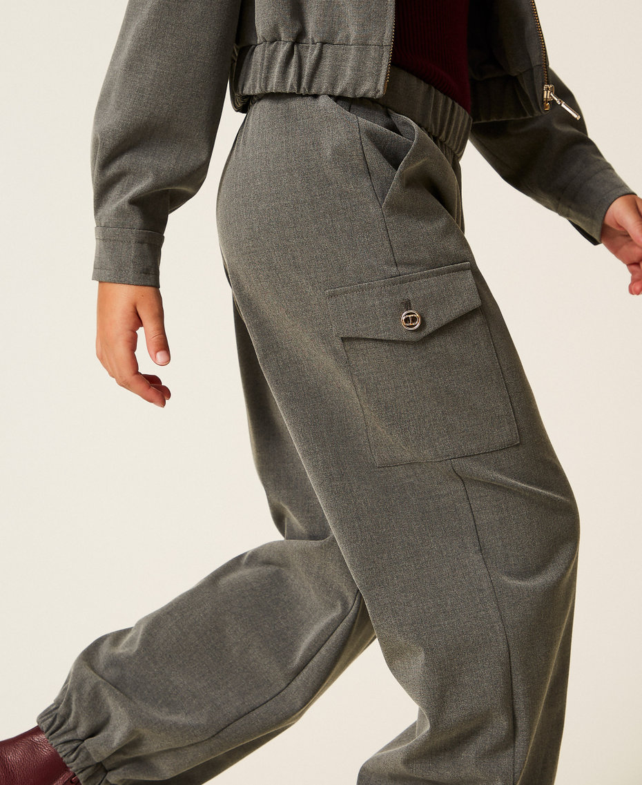 Pantalon de jogging en flanelle Gris Moyen Mélangé Fille 252GJ2273_11727_04