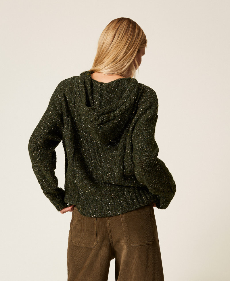 Pull en laine mélangée avec lurex Multicolore Vert « Deep Forest »/Vert Hêtre/Or Clair Femme 252TT3432_12930_03