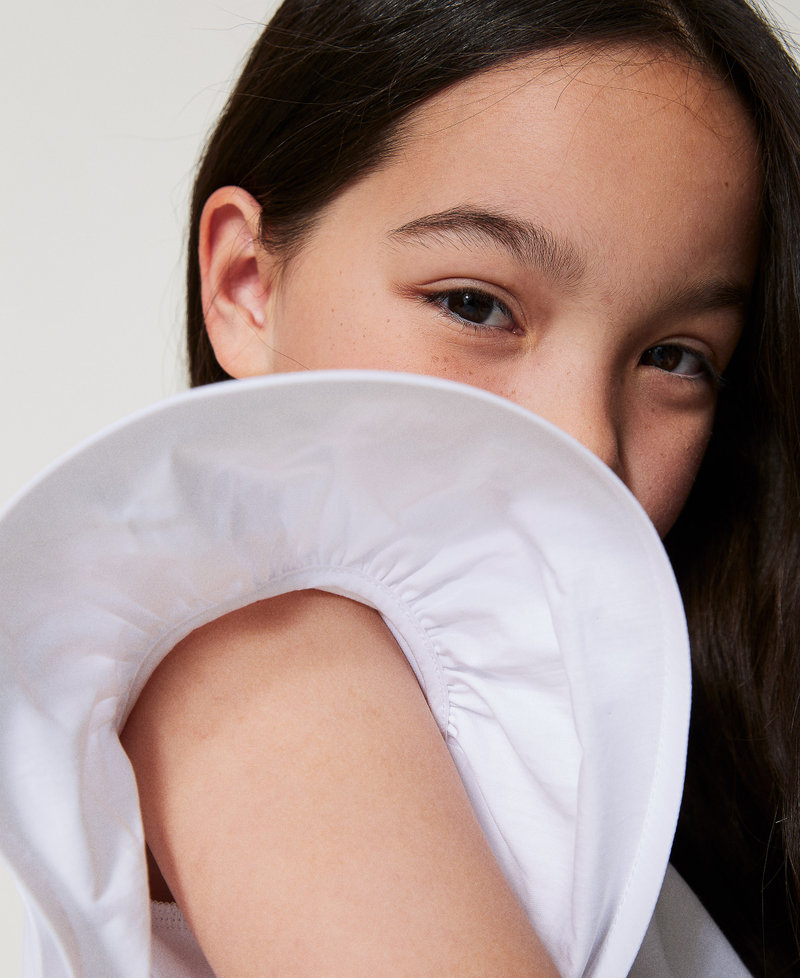 T-shirt with flounces and Oval T "Ice" White Girl 251GJ2440_00808_04