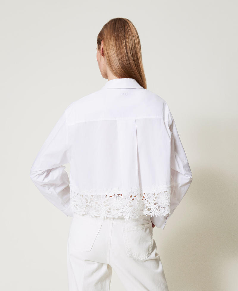 Boxy poplin shirt with lace White Woman 251TP2281_00001_03