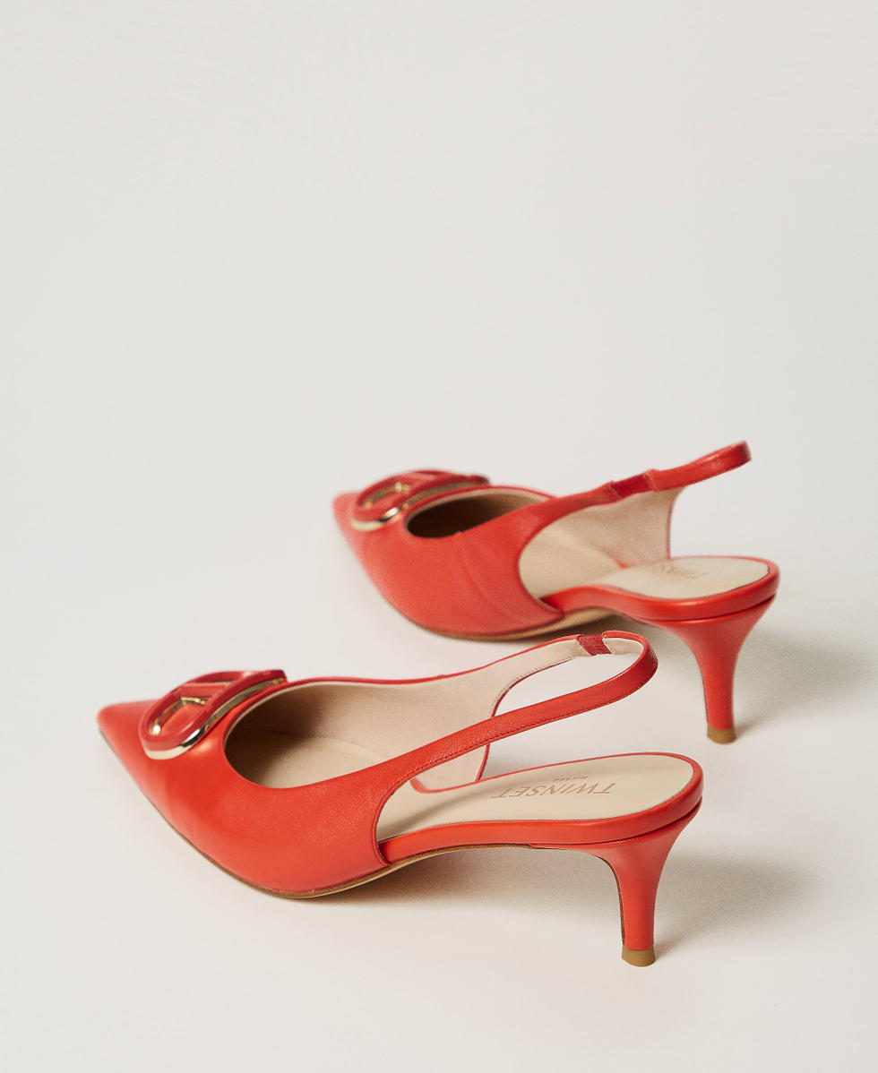 Escarpins slingbacks en cuir avec Oval T Coralline Femme 251TCP062_12141_03