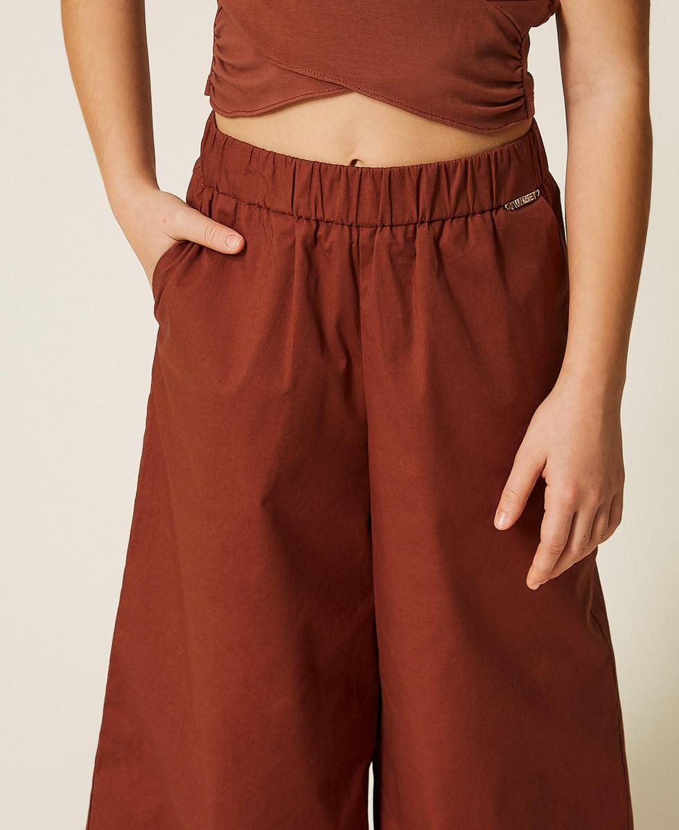 Cropped poplin trousers Dark Root Brown Girl 261GJ2019_13120_04