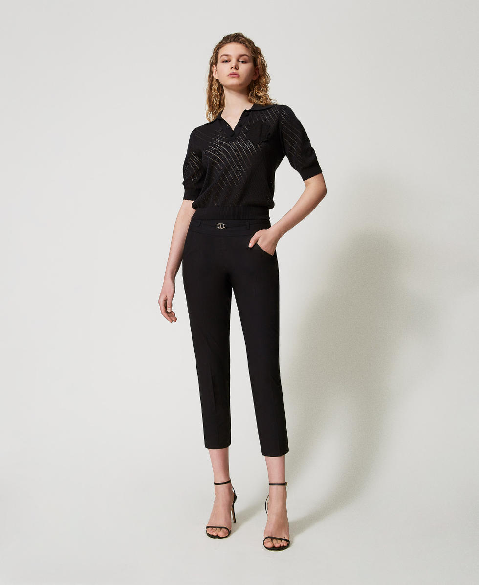 Poplin trousers with belt