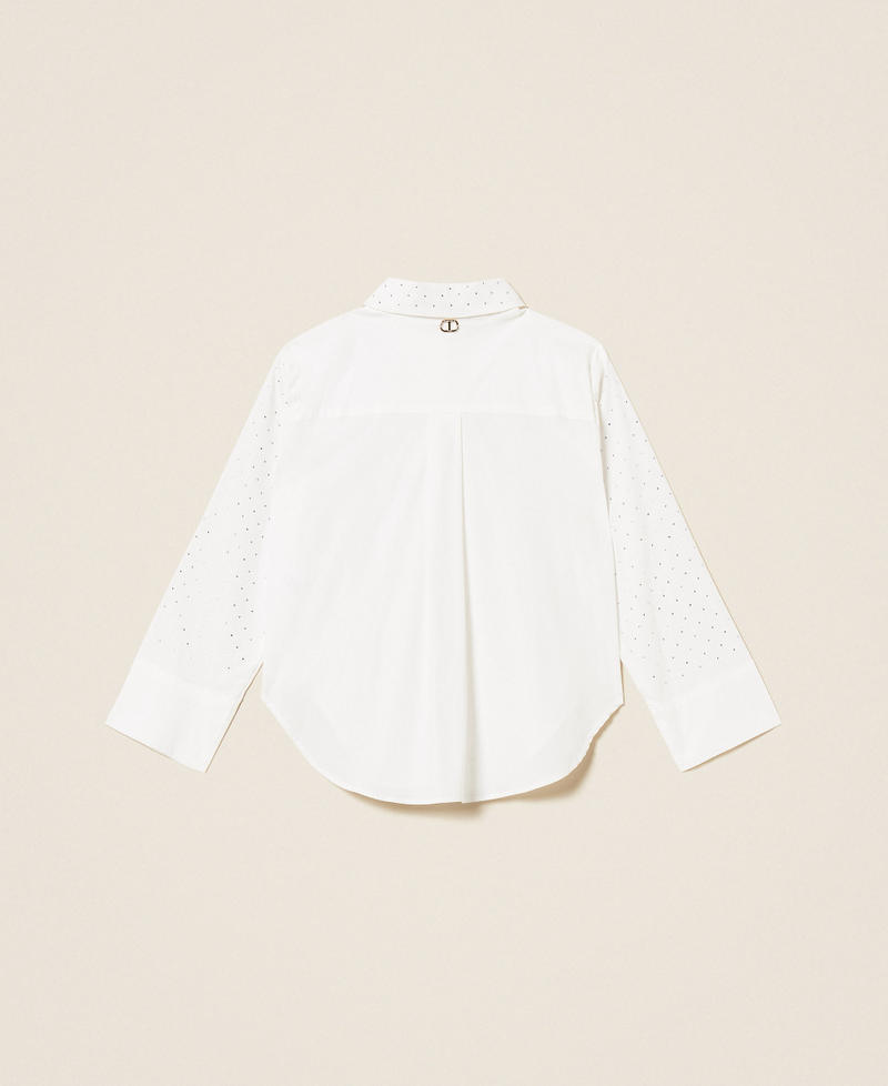 Oversize poplin shirt with rhinestones Off White Girl 252GJ2330_00526_S1