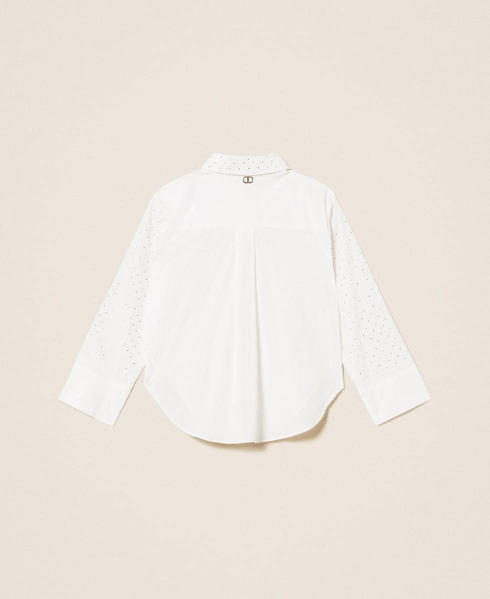 Oversize poplin shirt with rhinestones