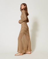 Long dual-use knit dress Woman, Gold | TWINSET Milano
