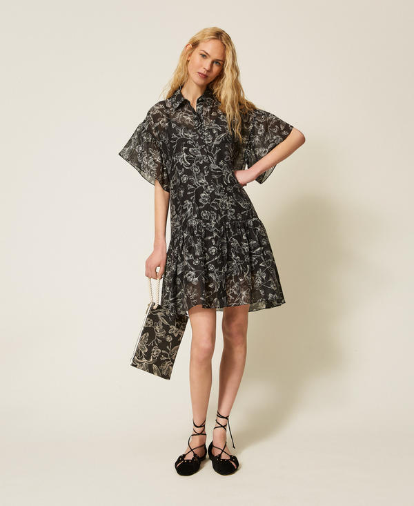 Short floral shirt dress