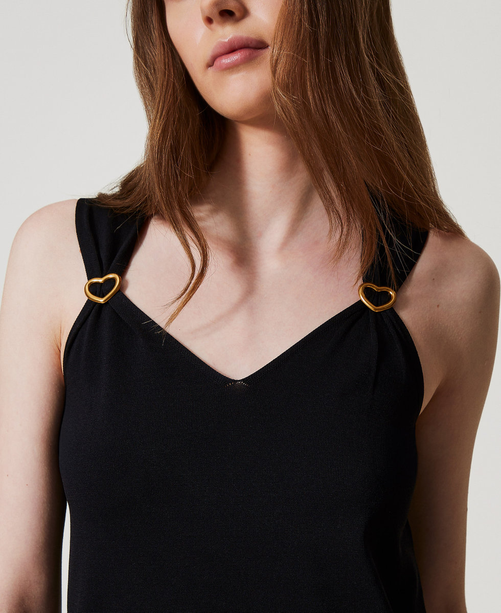  Knit top with heart sliders Black Woman 251LL3DAA_00006_04