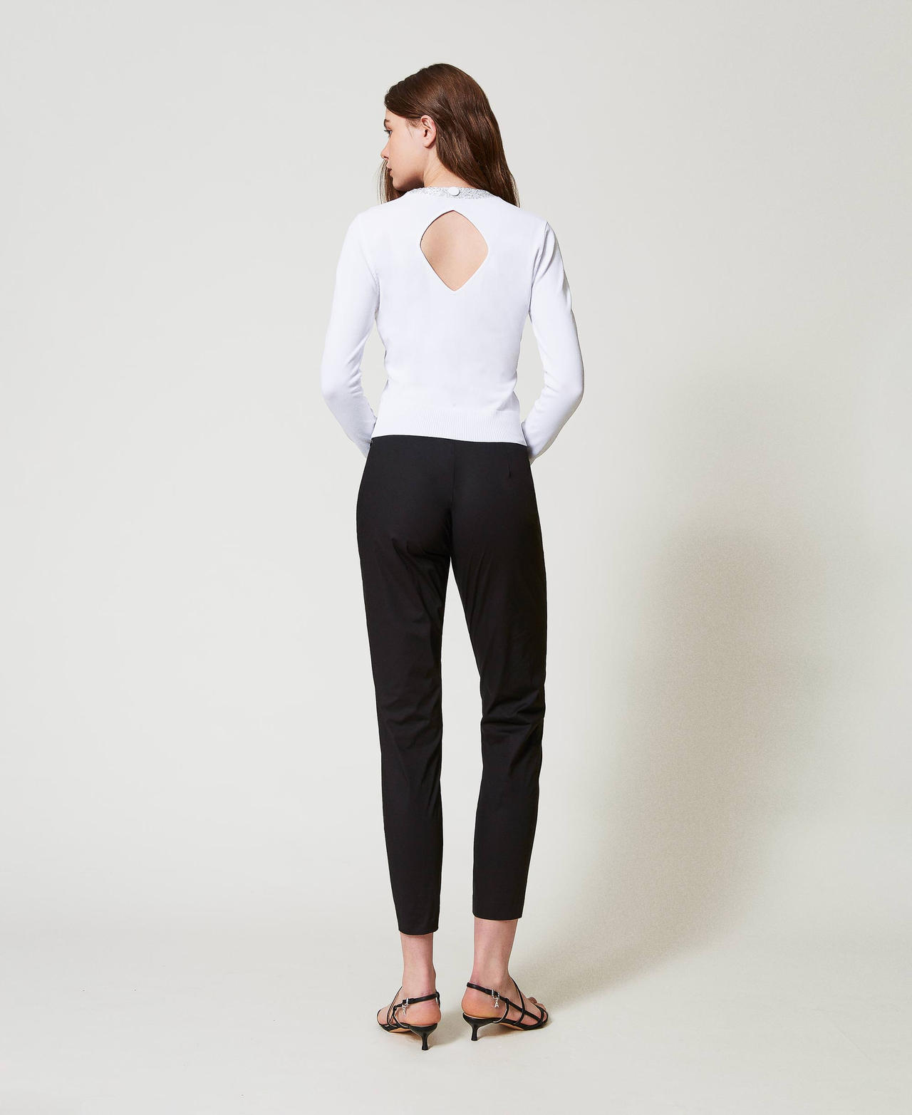 Poplin trousers with zip Black Woman 251AP2304_00006_02