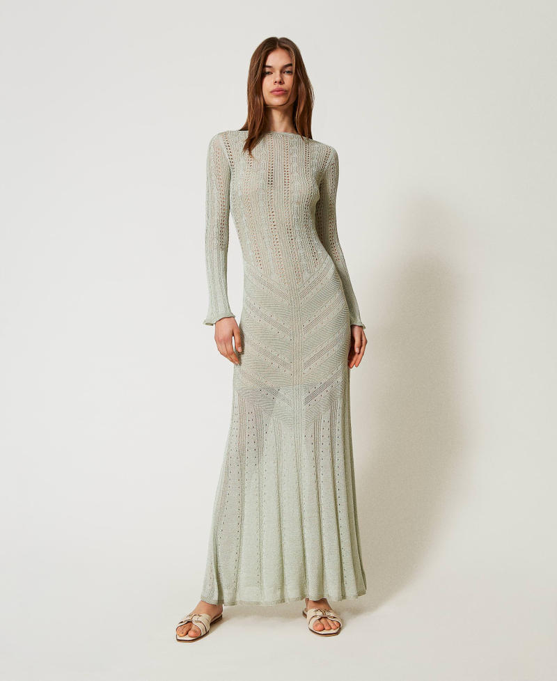 2-in-1-Maxistrickkleid Nymphe Lurex, hell Frau 251TT3180_12455_05