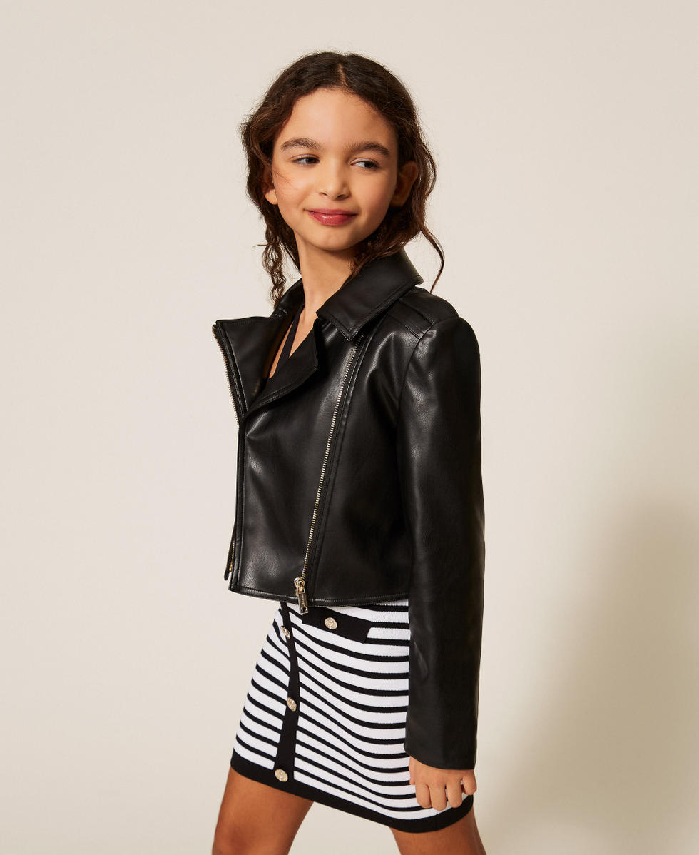 Faux leather biker jacket Black Girl 261GJ2053_00006_02