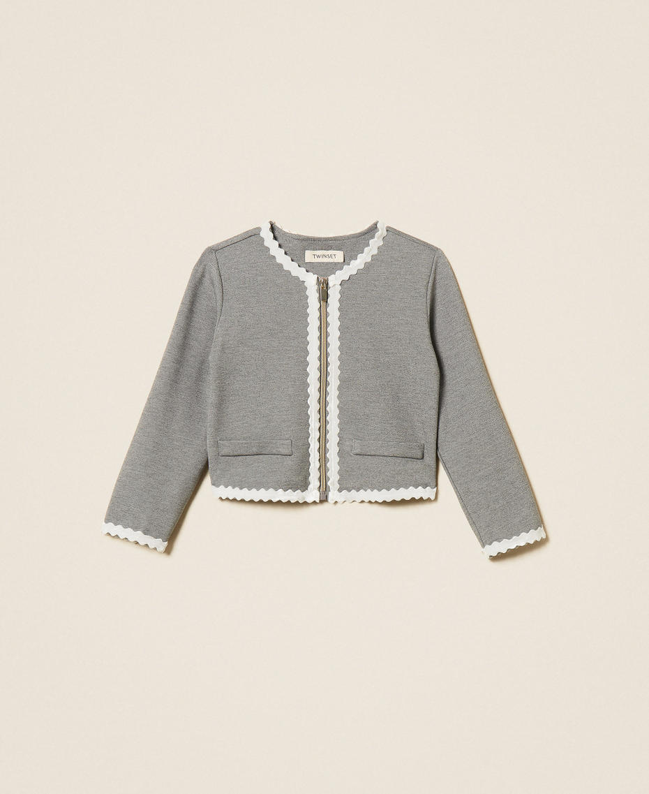Blouson fille avec d&eacute;tails en velours Gris Clair Chin&eacute; Fille 262GB202A_12837_S0