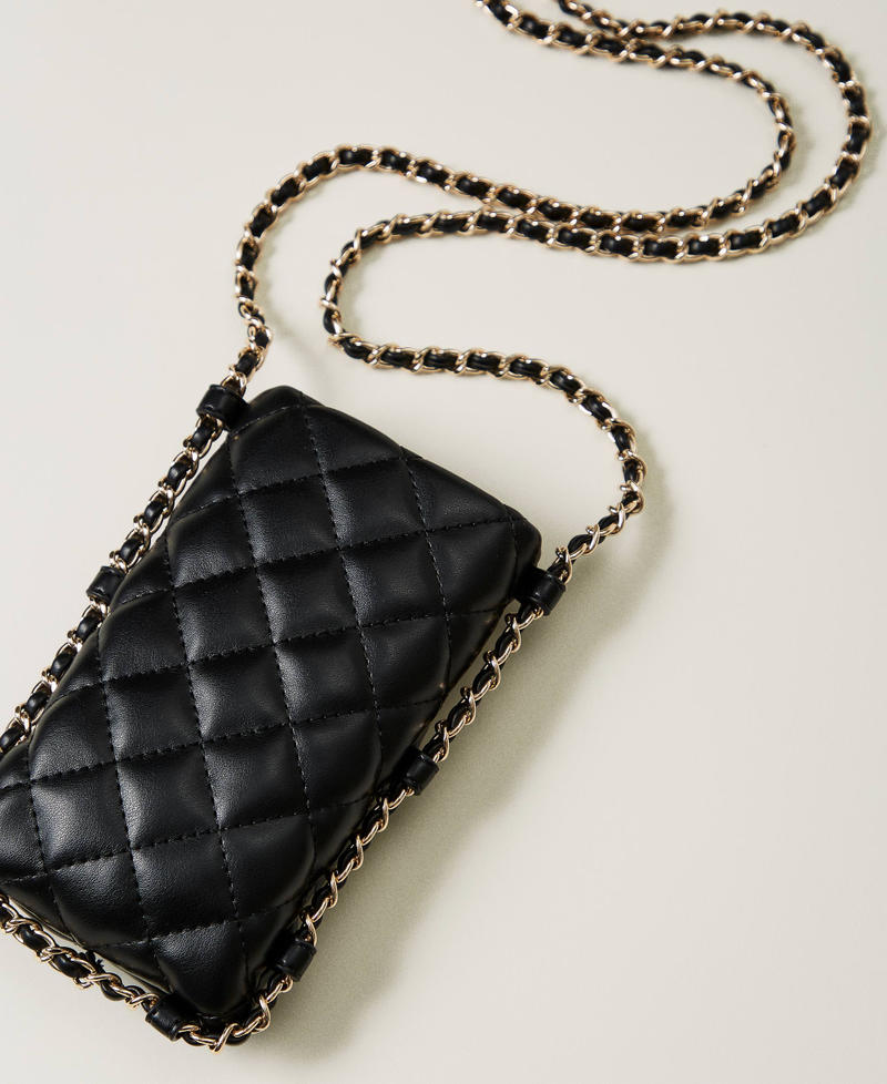 Quilted phone holder with Oval T Black Woman 242TD8156_00006_03