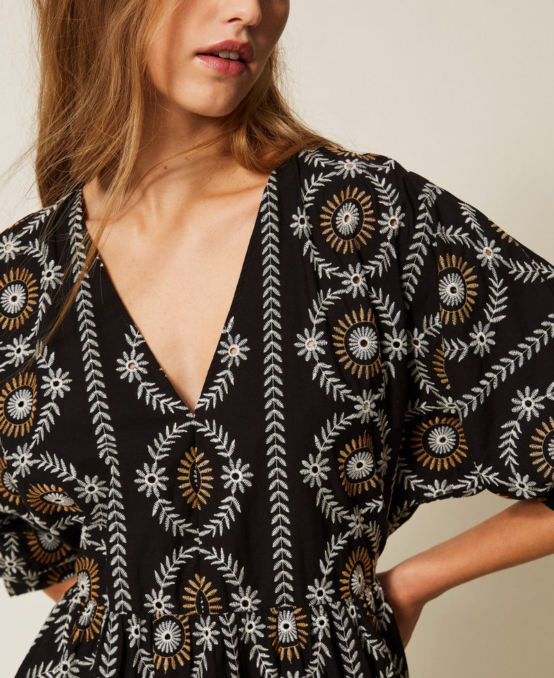 Robe courte en mousseline avec broderie anglaise Multicolore Noir/Blanc Cass&eacute;/Marron &laquo;&nbsp;Hazelnut&nbsp;&raquo; Femme 261LB2TGG_13324_04