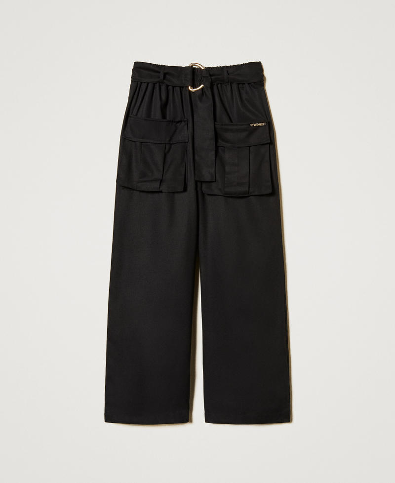 Trousers with utility pockets and belt Black Girl 251GJ2462_00006_S0