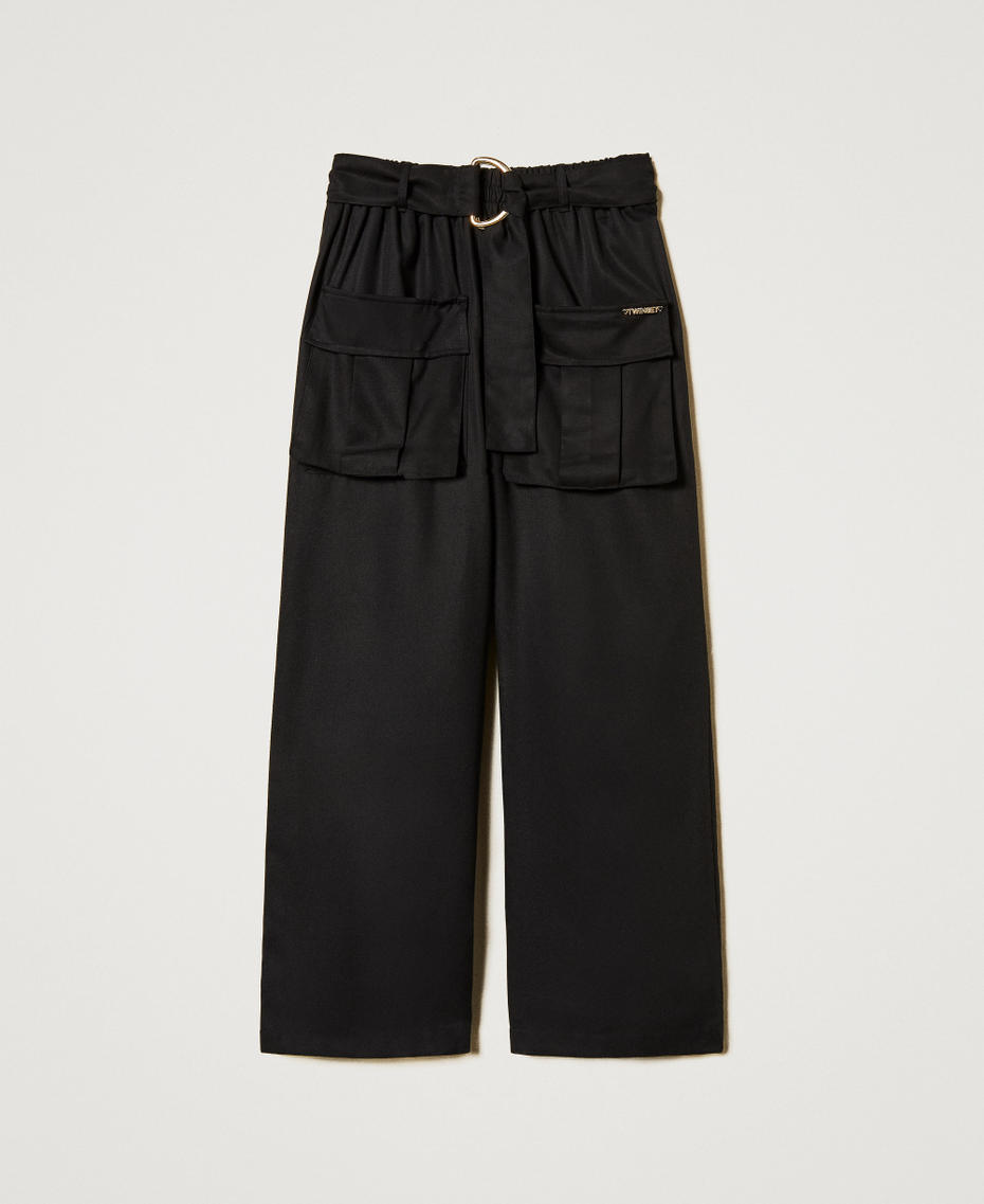 Trousers with utility pockets and belt Black Girl 251GJ2462_00006_S0