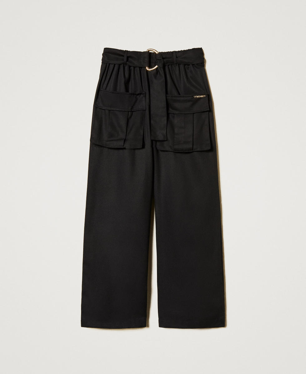 Pantaloni con tasche utility e cintura Nero Bambina 251GJ2462_00006_S0
