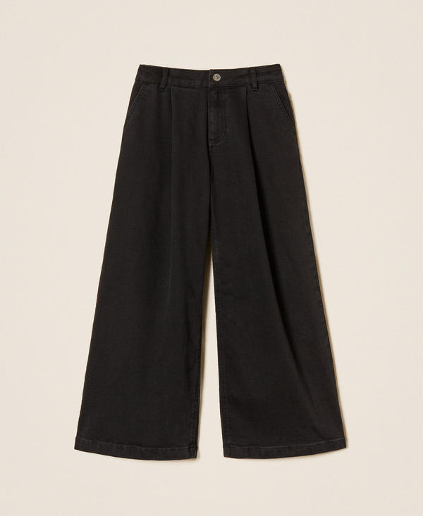 Wide-Leg-Jeans mit Falten