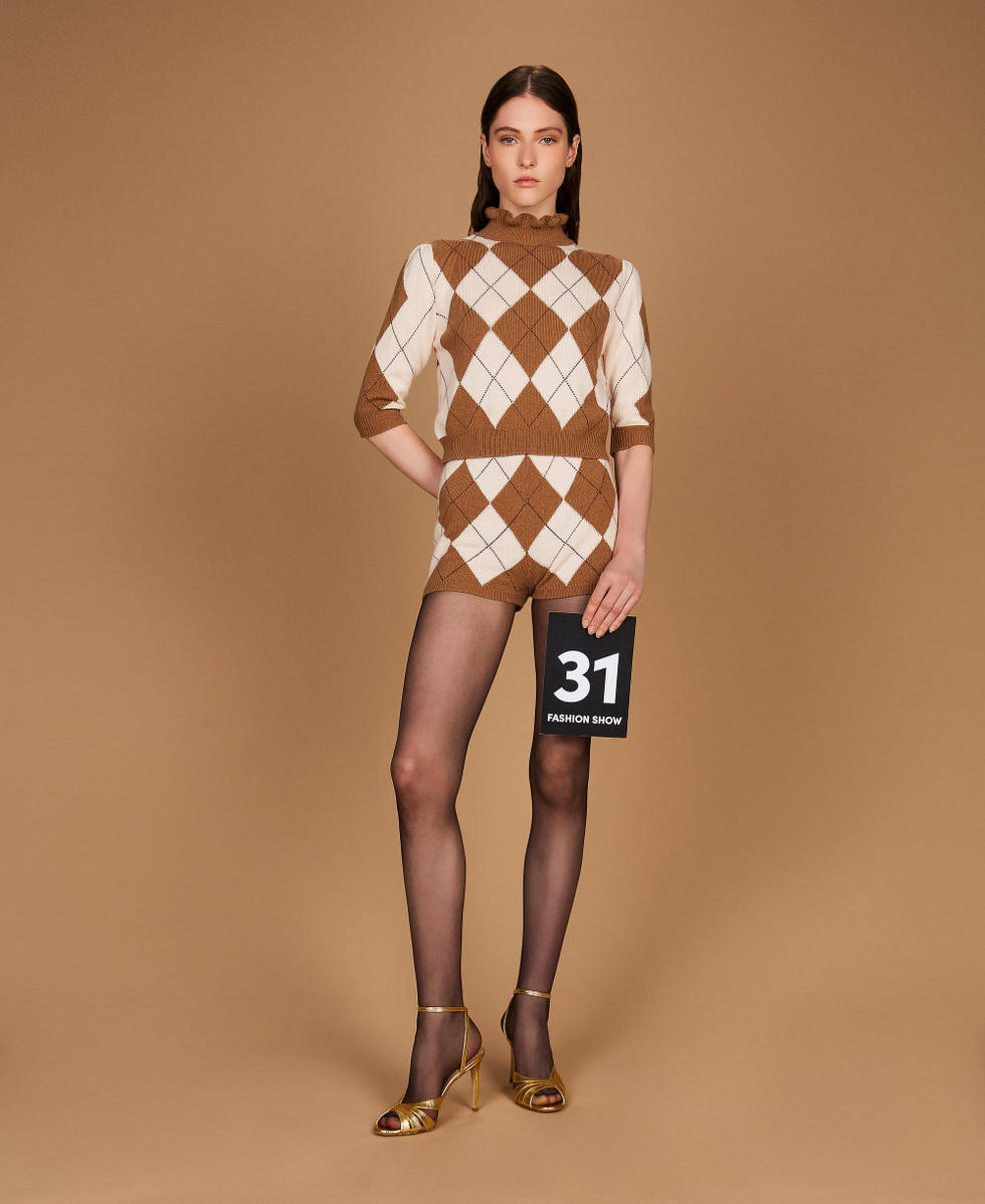 Jacquard-Shorts aus Wollmischung mit Rautenmuster