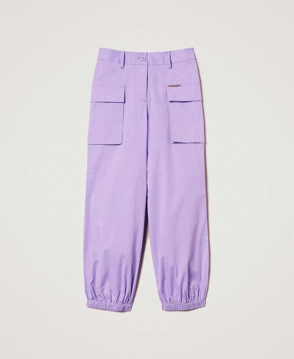 Poplin cargo trousers Pastel Violet Girl 251GJ2424_11862_S0