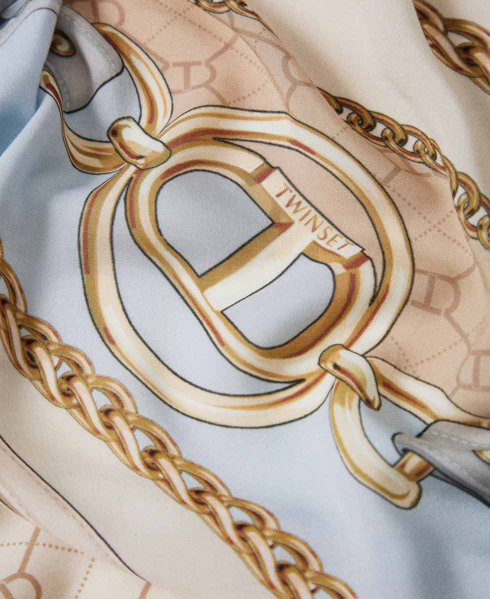 Printed kefiah with Oval T Water Green Oval T Print Woman 251TO5230_12412_02