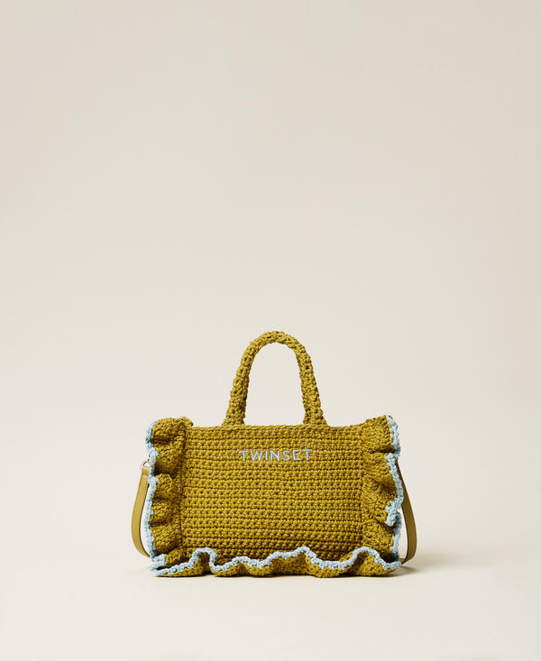 Crochet shoulder bag with flounces