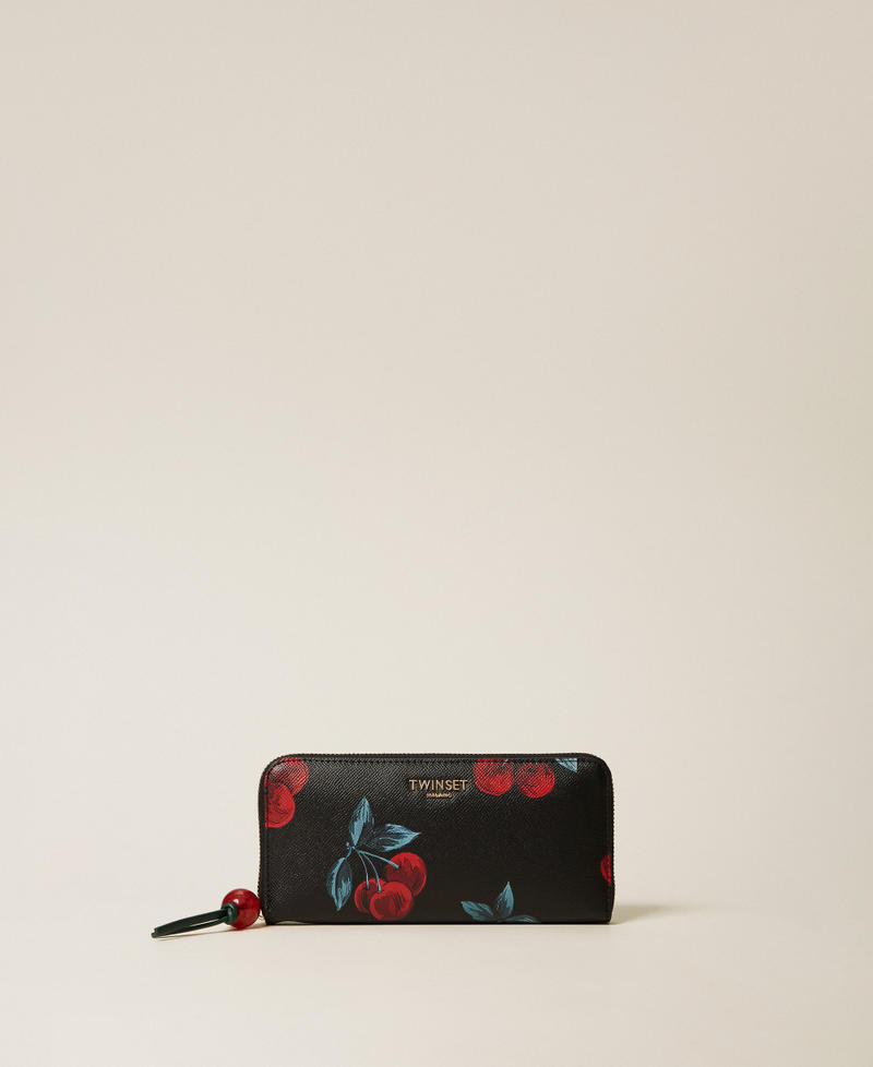 Zip around wallet with cherry print Black/Red Cherries Allover Woman 261TL8031_13500_01