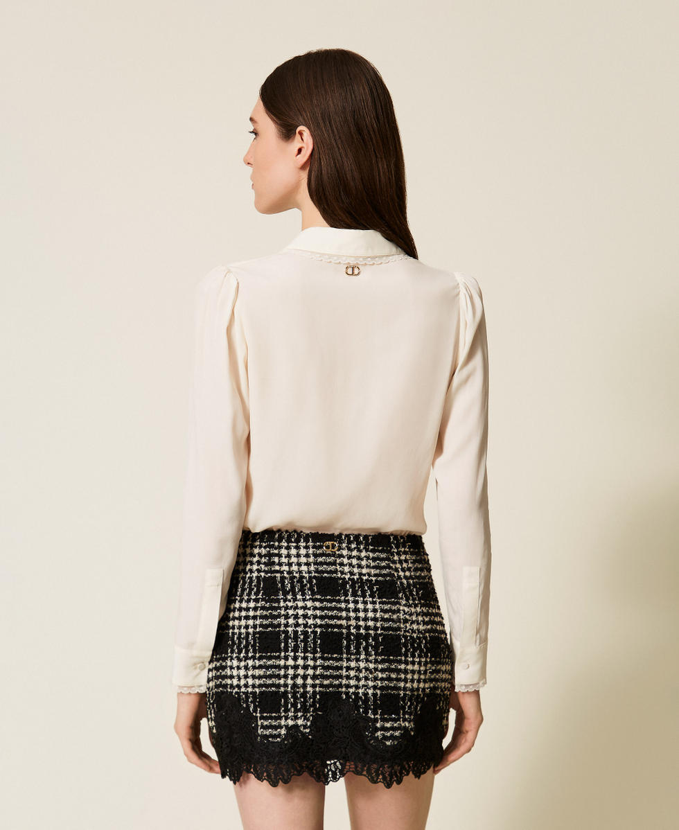 Camisa de cresp&oacute;n de China de seda mixta White Nieve Mujer 252TT2142_00282_03