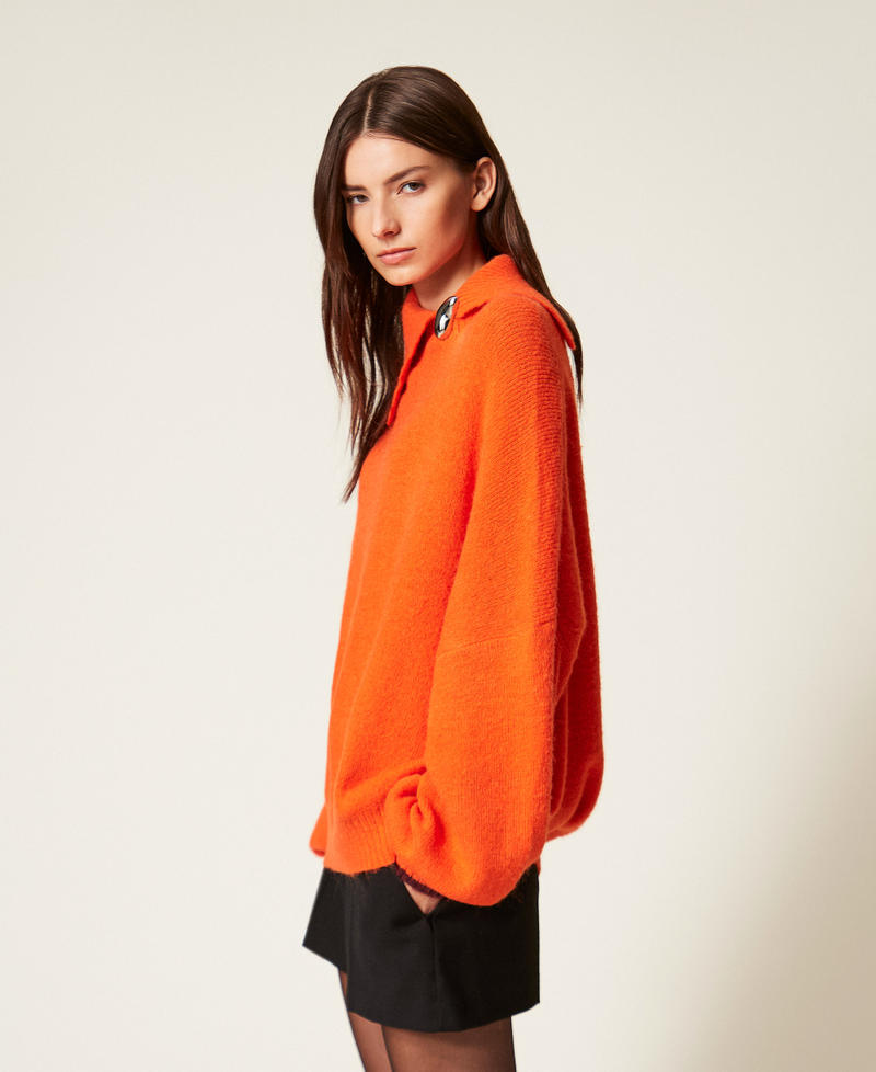 Pull col montant avec broche Orange « Orangeade »/Violet « Winetasting » Femme 252AT3111_13027_02