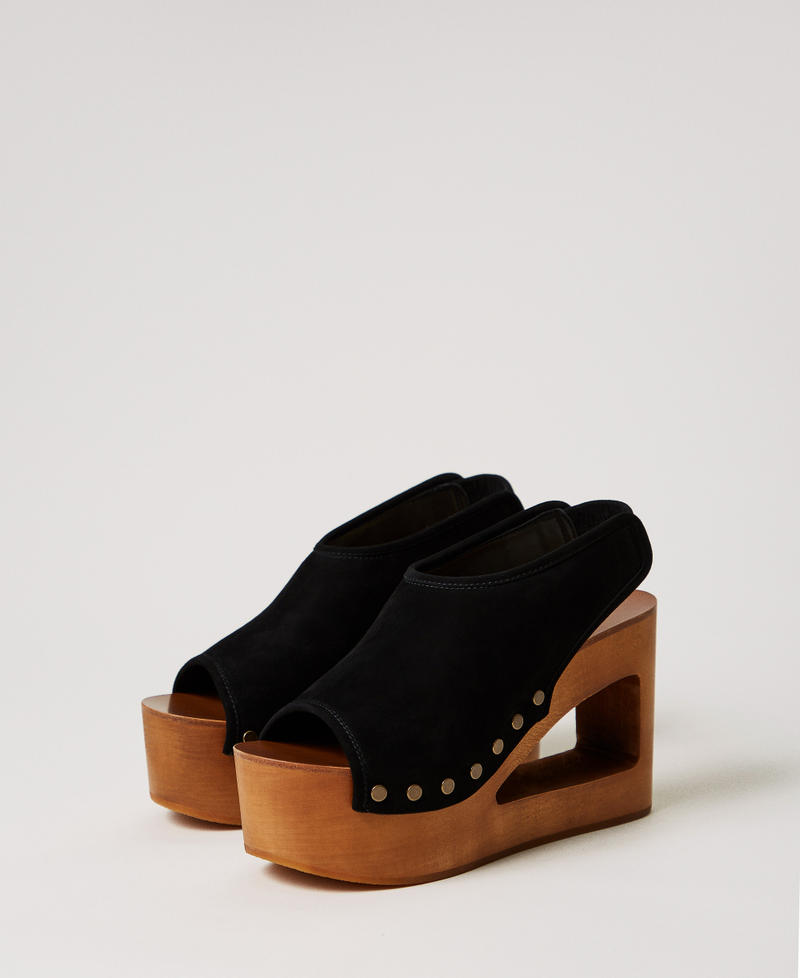 Suede open-toe sandals Black Woman 251TST014_00006_01