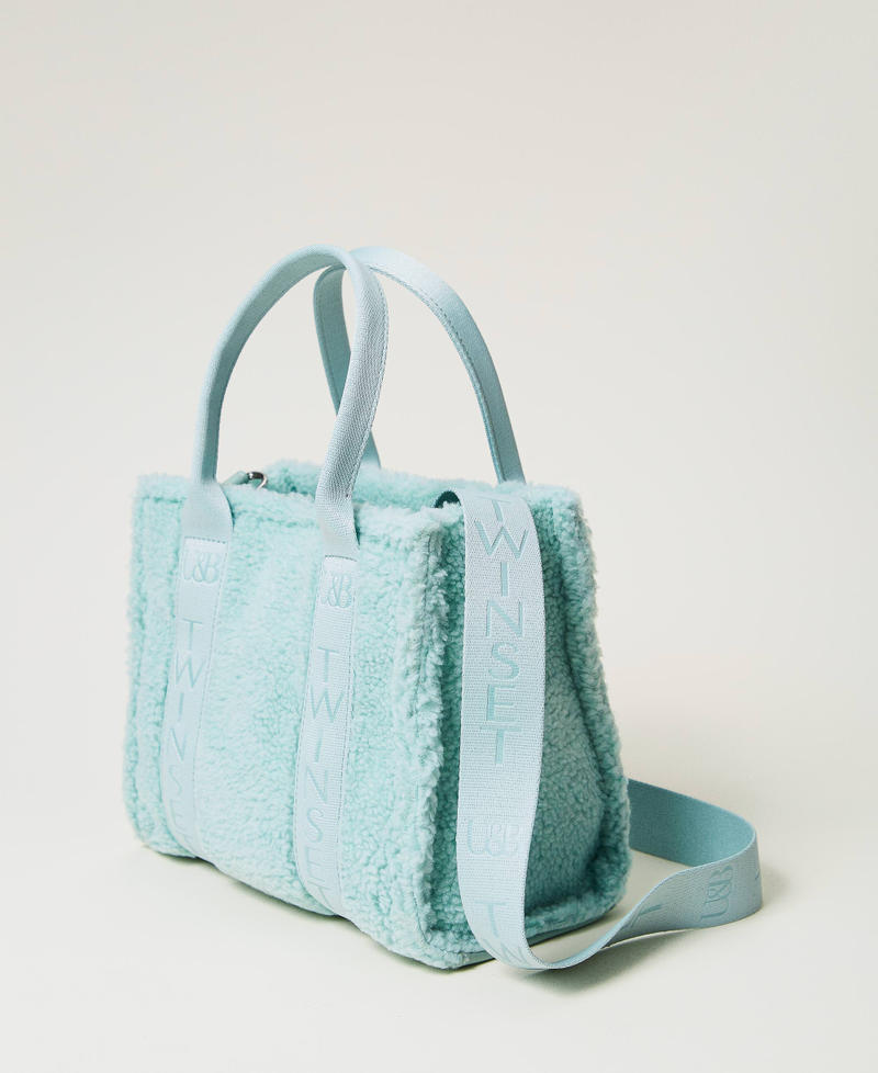 Faux fur shopper bag Agave Green Woman 242LI7CGG_00625_02