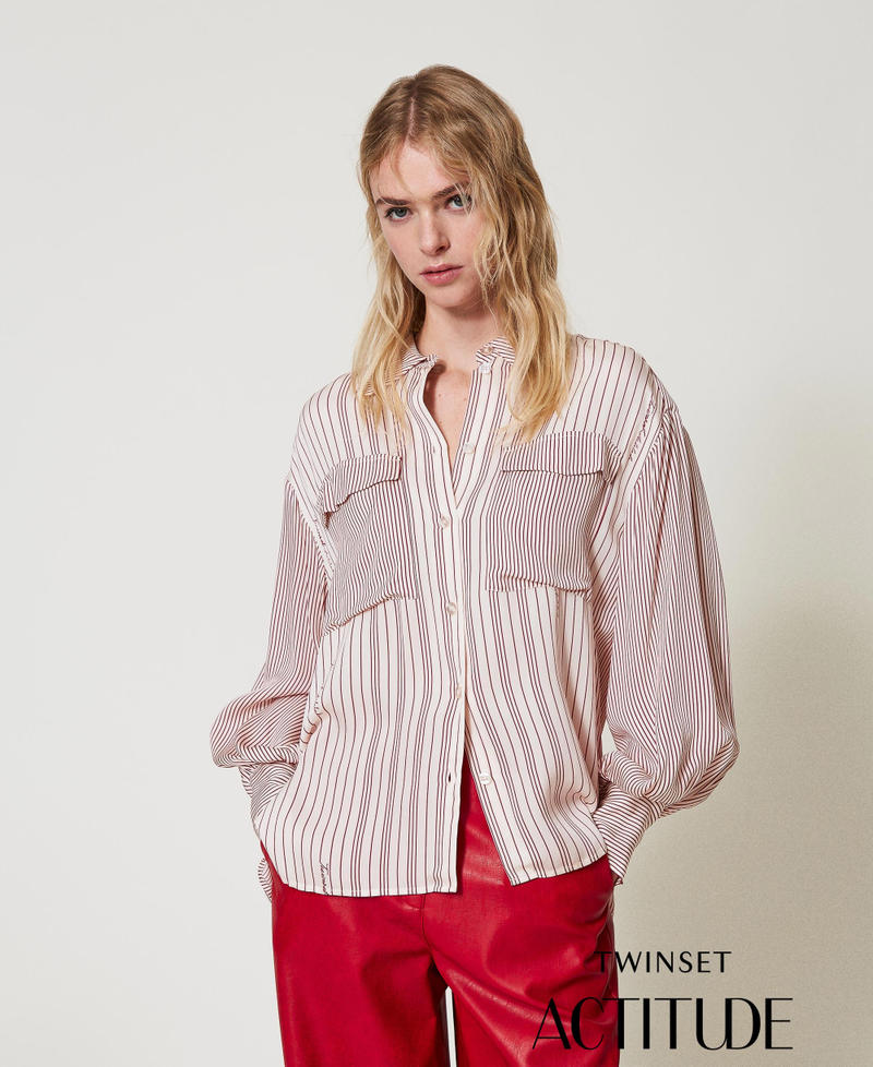 Camicia in satin a righe Funny Stripes Dark Love Potion Donna 251AP2205_12245_PA