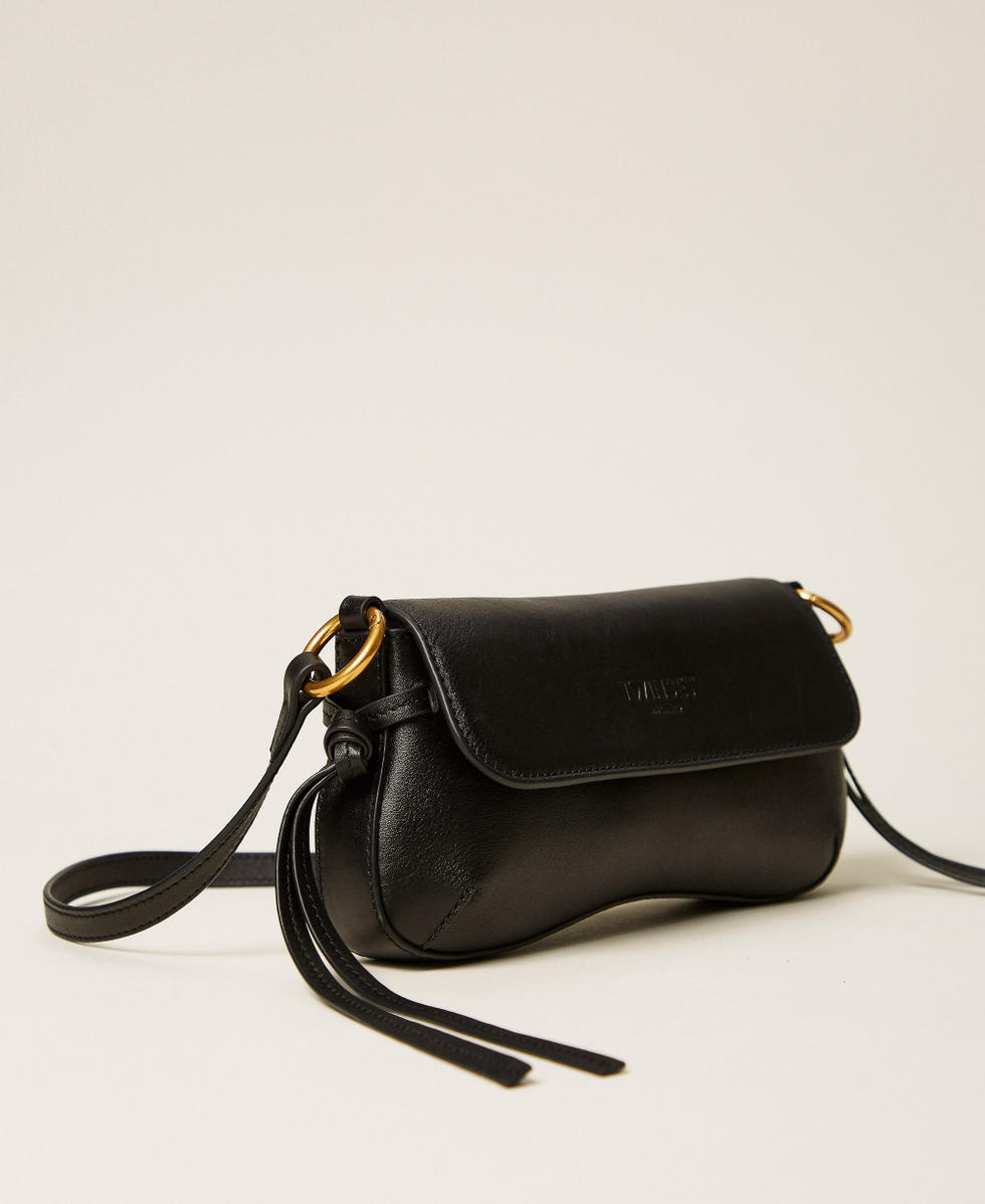 Sac &agrave; bandouli&egrave;re avec rabat en cuir Noir Femme 262TB7171_00006_02
