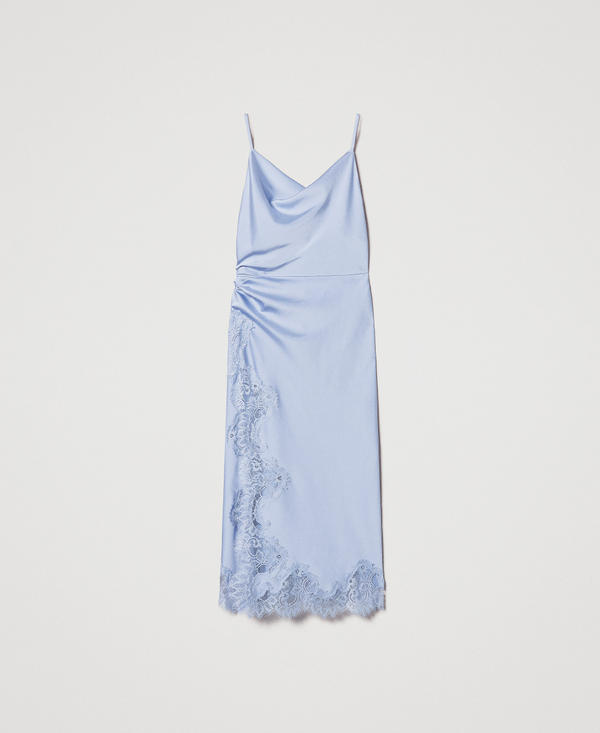 Vestido midi de raso y encaje