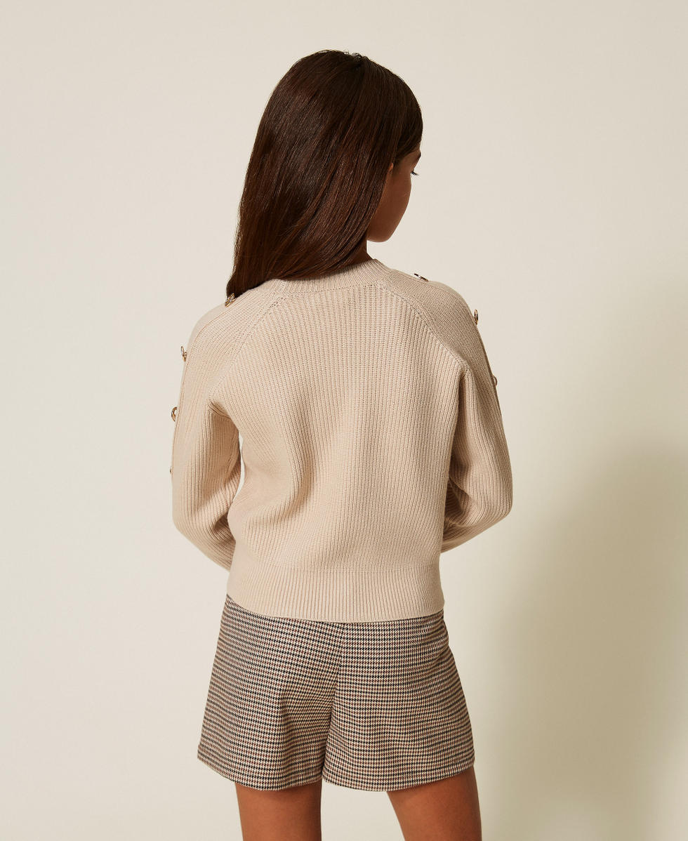 Pull c&ocirc;tel&eacute; avec boutons Oval T Beige &laquo;&nbsp;Biscuit&nbsp;&raquo; Fille 252GJ3061_10884_03
