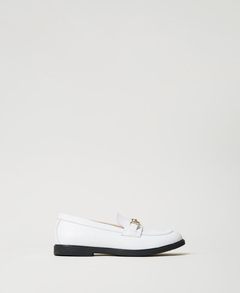 Leather loafers with clasp "Ice" White Girl 251GCJ020_00808_01