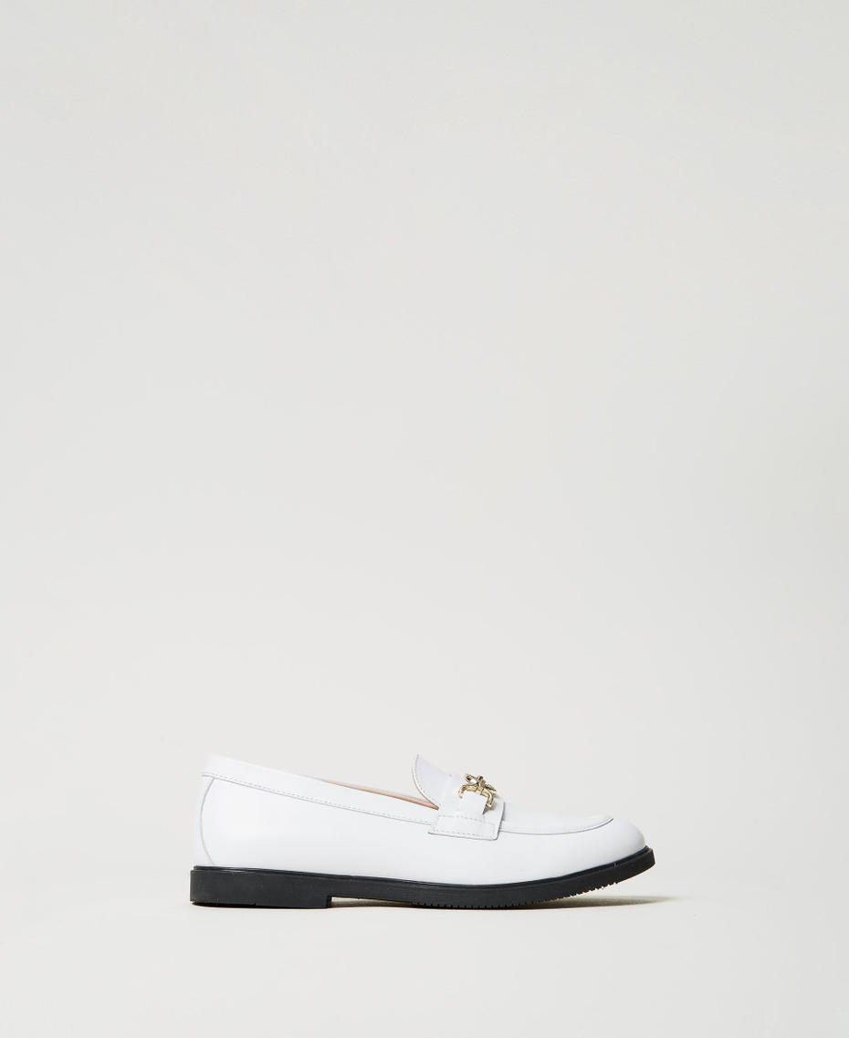 Leather loafers with clasp "Ice" White Girl 251GCJ020_00808_01