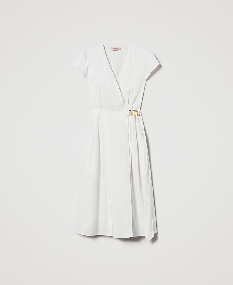 Linen-blend midi dress White Snow Woman 251TT2072_00282_S0