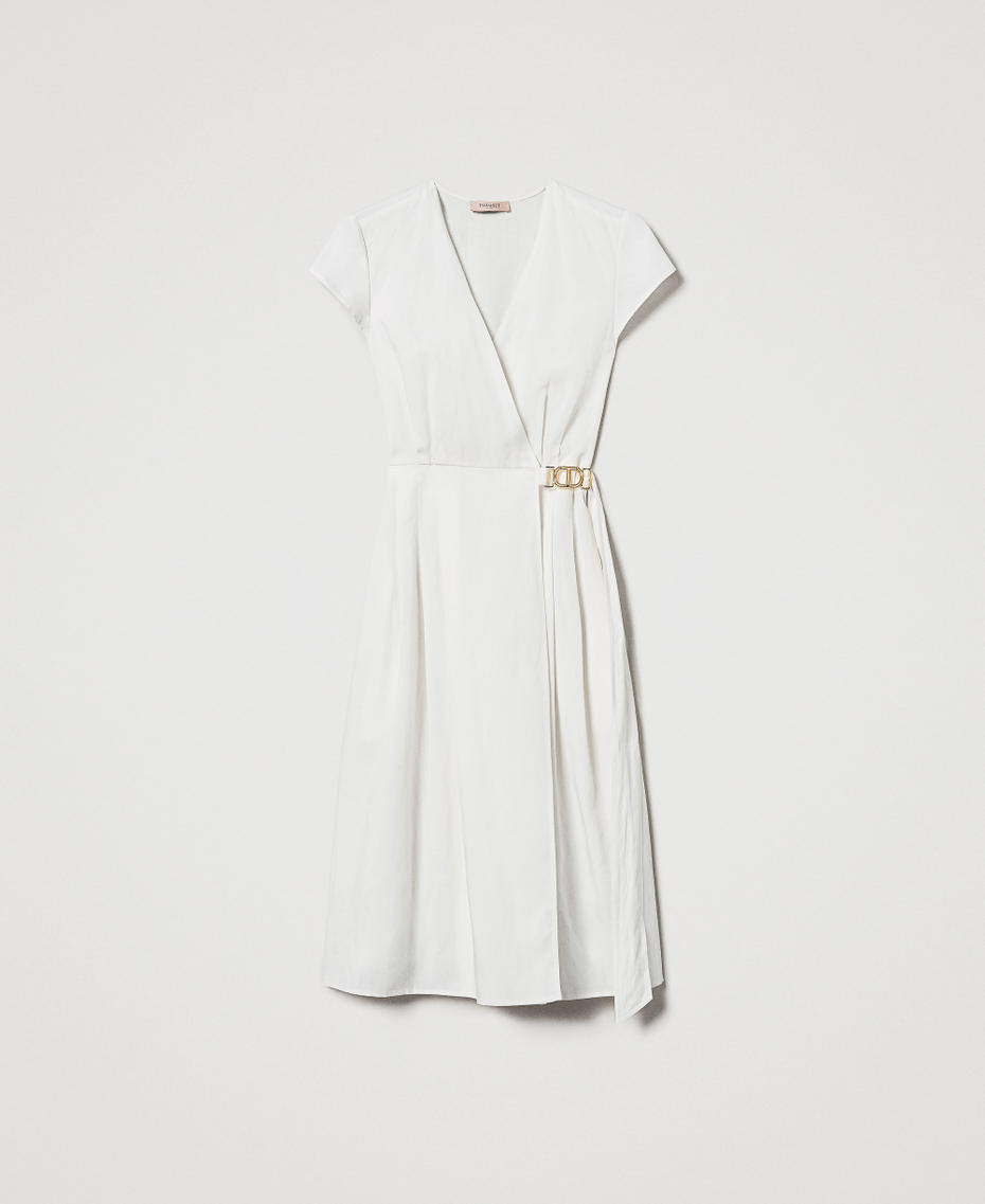 Linen-blend midi dress White Snow Woman 251TT2072_00282_S0