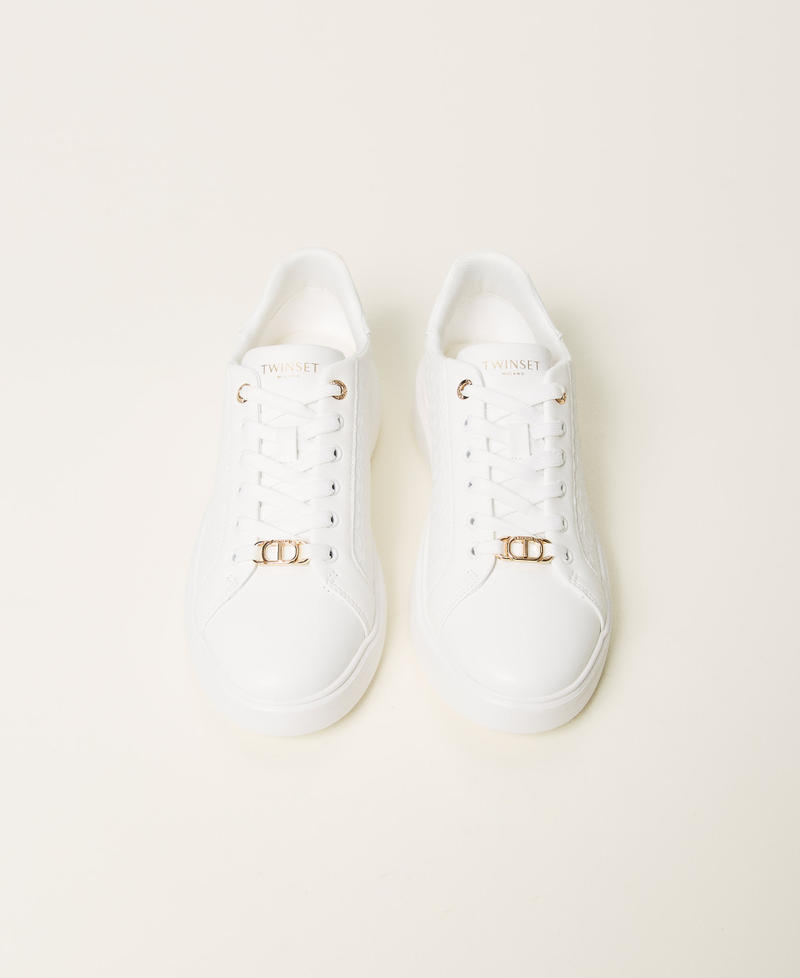 Leather trainers with logo White Woman 251TCP01C_00001_04