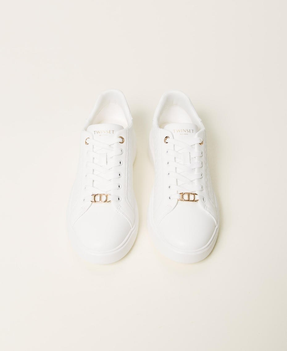 Leather trainers with logo White Woman 251TCP01C_00001_04