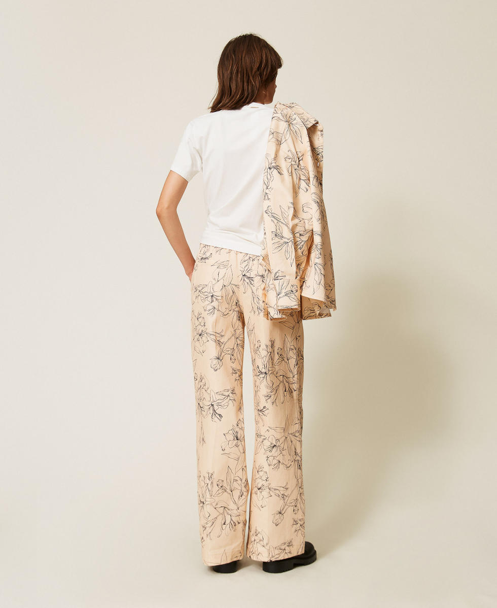 Pantal&oacute;n de bull con estampado de flores Estampado Flock Beige "Crystal Sand" / Negro Mujer 262LI2MCC_13908_03