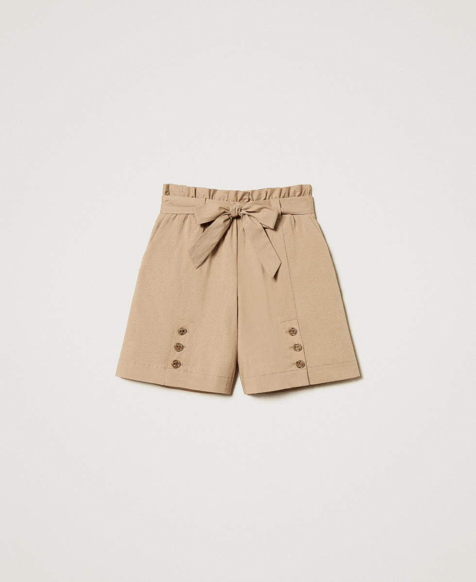 Short en popeline avec ceinture Beige Chanvre Fille 251GJ2426_00310_S0