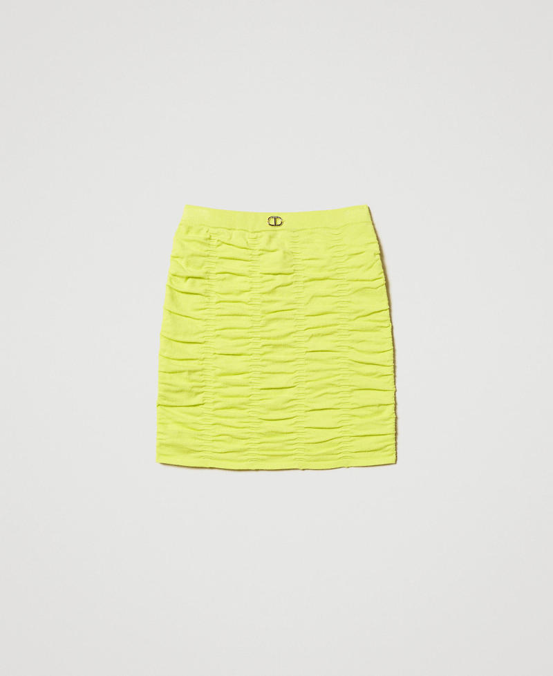 Embossed knit miniskirt with Oval T