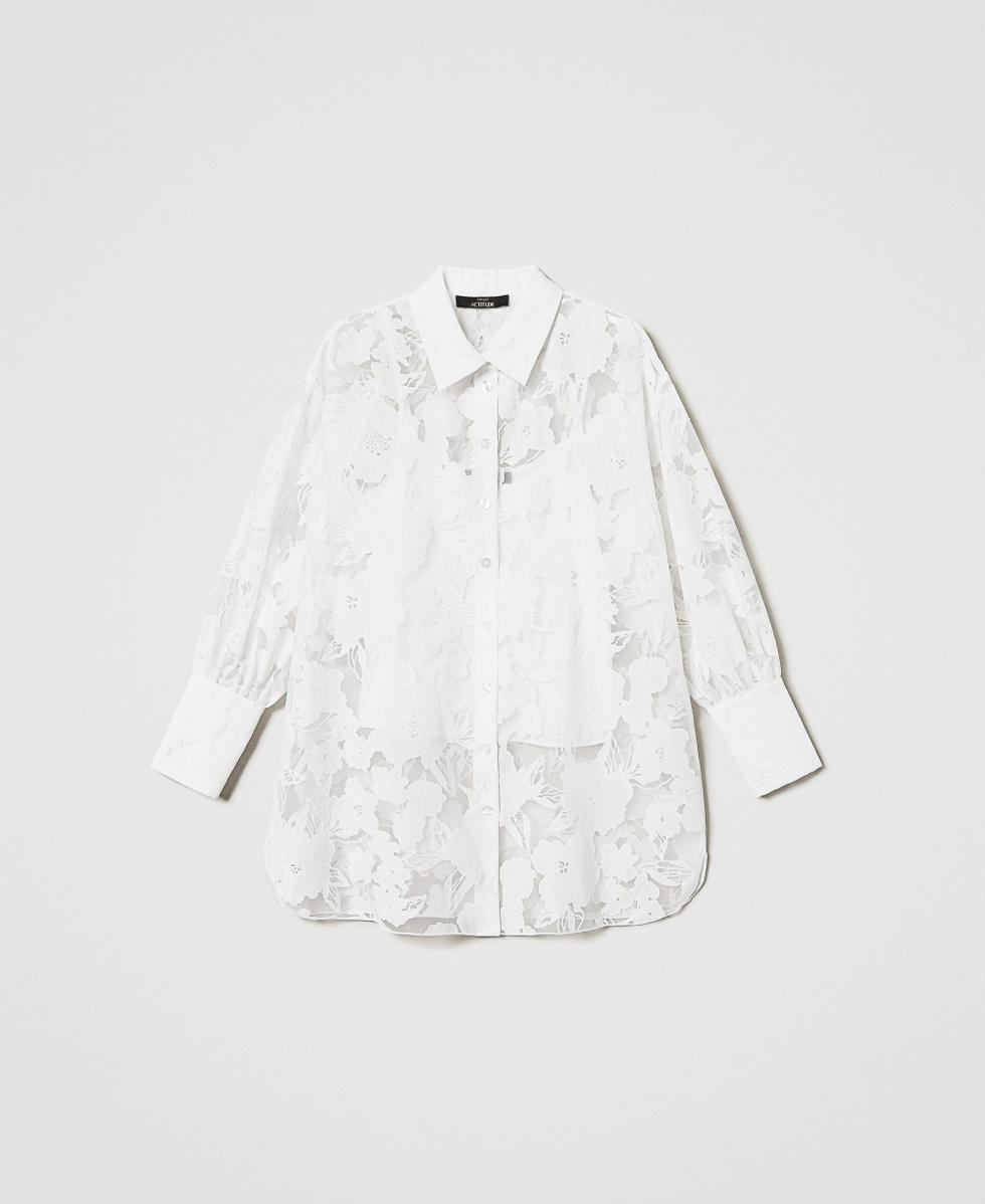 Fil coup&eacute; organza shirt "Papers" White Woman 251AP2411_00840_S0