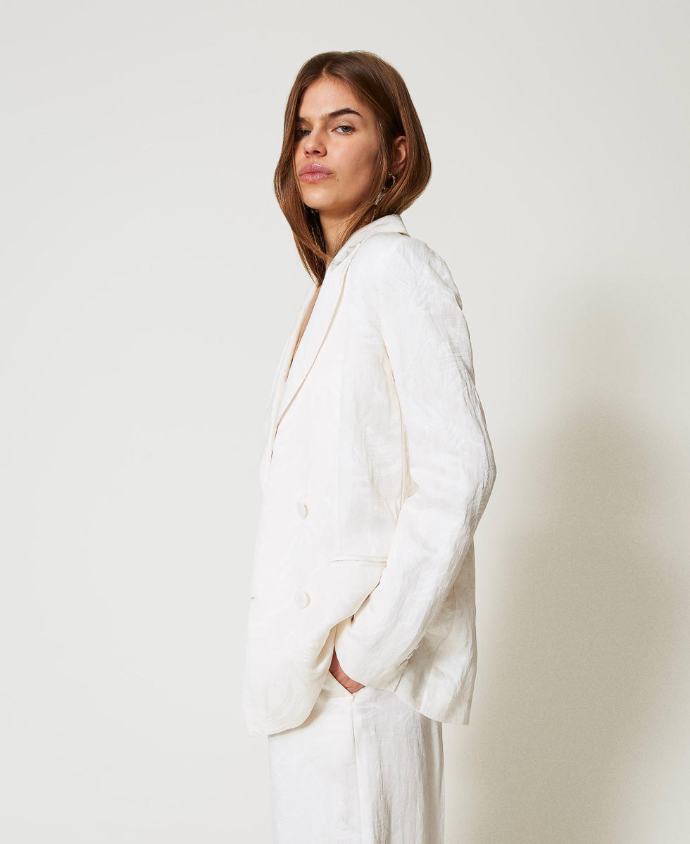 Blazer in jacquard satin White Snow Woman 251TT2175_00282_02