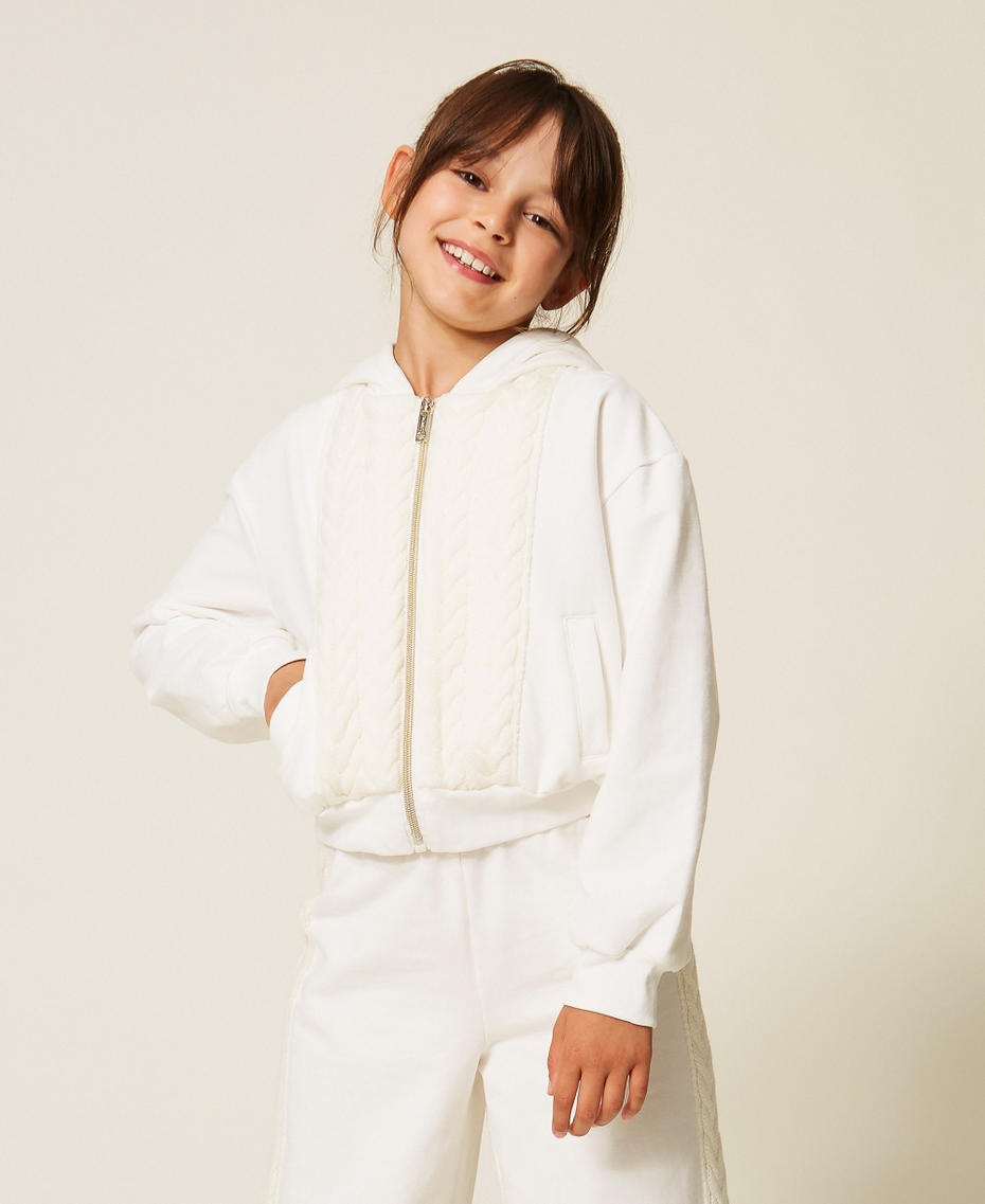 Hoodie with knitted insert White Snow Girl 262GJ2270_00282_01
